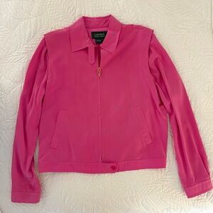 Lauren Ralph Lauren Women's Pink Bomber Jacket 100% Silk